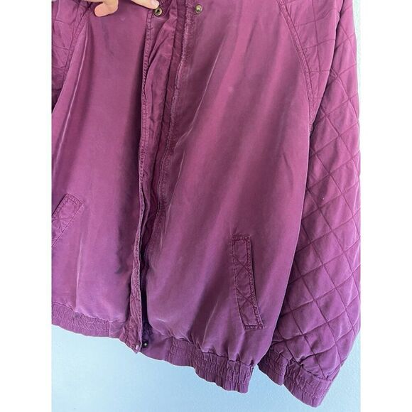 Hunt Club Womens Large Vintage Magenta Pink Silk Quilted Chore Jacket Zip Up - Picture 7 of 11